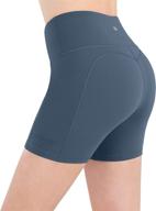 🩳 espidoo women's yoga shorts - high waist tummy control biker short pants for workout, hiking, running, cycling - 4", 5", 8" inseam logo