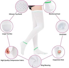 img 3 attached to GILLYA Thigh High Ted Hose Compression Stockings for Women Men | Anti-Embolism, Knee Length | 15-20 mmHg Compression Stockings
