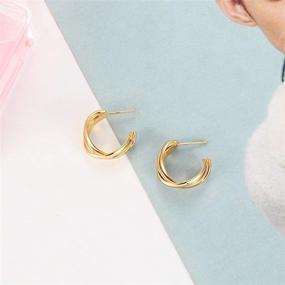 img 3 attached to Premium 18K Gold Plated Hoop Earrings with Crystal Accents - Authentic 925 Sterling Silver Needle & Sparkling AAAAA Cubic Zirconia Dangles for Women and Girls