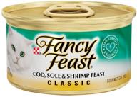 fancy feast classic cod, sole & shrimp feast cat food, 3 oz, 12 cans - gourmet delight for your feline companion! logo