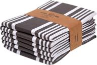 urban villa set of 6 kitchen towels: highly absorbent 100% cotton dish towel with mitered corners, 20x30 inch - trendy stripes dove grey/white bar towels & tea towels logo