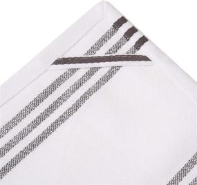 img 1 attached to Urban Villa Set of 6 Kitchen Towels: Highly Absorbent 100% Cotton Dish Towel with Mitered Corners, 20X30 Inch - Trendy Stripes Dove Grey/White Bar Towels & Tea Towels