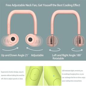 img 3 attached to 🌬️ Rechargeable Personal Fan Necklace, Hands-Free USB Neck Fan with 3 Speeds, Quiet and Portable for Home, Office, Outdoor Activities, Gym, Camping, and Travel - Wearable Mini Cooler for Men and Women (Pink)