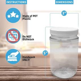 img 2 attached to 🏺 16 Oz Clear Plastic Mason Jars with Ribbed Liner Screw On Lids, Wide Mouth, ECO-Friendly, BPA Free, PET Plastic, Made In USA, Bulk Storage Containers, 6 Pack (16 Ounces)