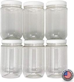 img 3 attached to 🏺 16 Oz Clear Plastic Mason Jars with Ribbed Liner Screw On Lids, Wide Mouth, ECO-Friendly, BPA Free, PET Plastic, Made In USA, Bulk Storage Containers, 6 Pack (16 Ounces)