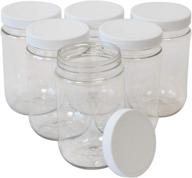 🏺 16 oz clear plastic mason jars with ribbed liner screw on lids, wide mouth, eco-friendly, bpa free, pet plastic, made in usa, bulk storage containers, 6 pack (16 ounces) logo
