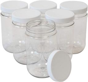 img 4 attached to 🏺 16 Oz Clear Plastic Mason Jars with Ribbed Liner Screw On Lids, Wide Mouth, ECO-Friendly, BPA Free, PET Plastic, Made In USA, Bulk Storage Containers, 6 Pack (16 Ounces)