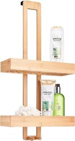 img 4 attached to 🌿 Eco-Friendly Bamboo Over The Door Shower Caddy - A Stylish and Spacious Shower Storage Solution