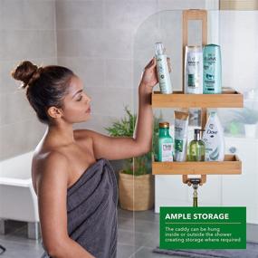 img 3 attached to 🌿 Eco-Friendly Bamboo Over The Door Shower Caddy - A Stylish and Spacious Shower Storage Solution