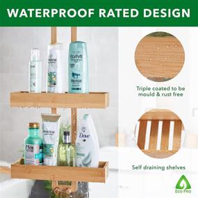 img 1 attached to 🌿 Eco-Friendly Bamboo Over The Door Shower Caddy - A Stylish and Spacious Shower Storage Solution