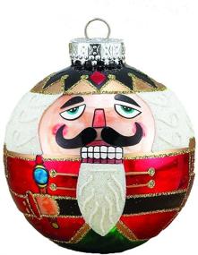 img 3 attached to 🎄 Kurt Adler Glass Ball Ornament with Nutcracker Design, 80mm