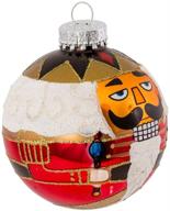 🎄 kurt adler glass ball ornament with nutcracker design, 80mm logo