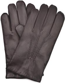 img 1 attached to 🧤 YISEVEN Дермантиновые кашемировые рукавицы для мотоциклистов для мужчин: премиальные аксессуары для стиля и защиты.