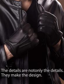 img 2 attached to 🧤 YISEVEN Дермантиновые кашемировые рукавицы для мотоциклистов для мужчин: премиальные аксессуары для стиля и защиты.