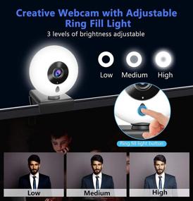 img 2 attached to 🎥 HD Webcam with Microphone Ring Light - 2K Computer Camera with Privacy Cover & Tripod, Pro Streaming Web Cam for PC/MAC/Desktop/Laptop, USB Web Camera for YouTube, Skype, Zoom, Xbox One, and Video Calling