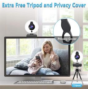 img 1 attached to 🎥 HD Webcam with Microphone Ring Light - 2K Computer Camera with Privacy Cover & Tripod, Pro Streaming Web Cam for PC/MAC/Desktop/Laptop, USB Web Camera for YouTube, Skype, Zoom, Xbox One, and Video Calling