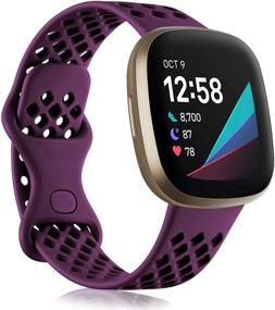 img 4 attached to 💪 Мягкие TPU запасные браслеты Nofeda для Fitbit Sense/Fitbit Versa 3 - дышащие спортивные аксессуары с воздушными отверстиями - маленькие, сливовые - совместимы для женщин и мужчин