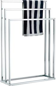 img 4 attached to 🧺 Silver-Tone Chrome Plated 3 Tier Metal Towel Bar Stand by MyGift - Freestanding Towel Rack