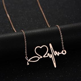 img 3 attached to 👩 Stainless Steel Stethoscope Necklace with EKG Heartbeat Pattern for Medical Professionals by SXNK7
