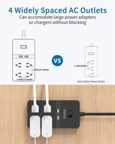 img 3 attached to 🔌 NTONPOWER Mountable Surge Protector Power Strip with USB - 4 Outlet 2 USB Desktop Charging Station, 5ft Extension Cord, ETL Listed, 15A Circuit Breaker for Home Office - Black