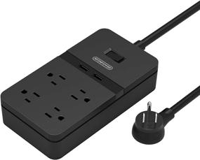 img 4 attached to 🔌 NTONPOWER Mountable Surge Protector Power Strip with USB - 4 Outlet 2 USB Desktop Charging Station, 5ft Extension Cord, ETL Listed, 15A Circuit Breaker for Home Office - Black