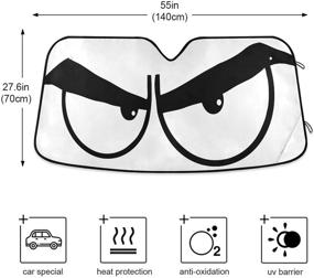 img 2 attached to Dussdil Angry Cartoon Eyes Car Windshield Sunshade: Effective UV Ray Protection, Foldable & Retractable Visor Cover for Car Truck SUV