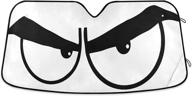 dussdil angry cartoon eyes car windshield sunshade: effective uv ray protection, foldable & retractable visor cover for car truck suv logo
