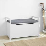 👟 haotian fsr76-w, shoe storage bench with lift up top and padded seat cushion, storage chest with toy box logo