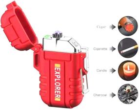 img 3 attached to D&amp;S Dual Arc Flameless Electric Plasma Lighter for Cigarettes Camping and Hiking - USB Rechargeable, Windproof, Waterproof - Red