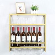 🍷 kingvon industrial wine racks wall mounted - rustic metal hanging wine holder with glass rack and wood shelves - 3-tiers bottle holder - stylish wine accessories (gold, 23.6in) логотип