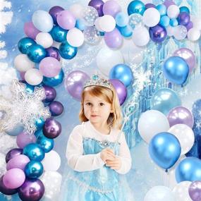 img 2 attached to 120 Count Frozen Balloons Birthday Party Supplies with Paper Tassel - Blue Purple Balloon Garland Arch Kit for Boys and Girls - Perfect for 1st to 7th Age Group Birthday Decorations