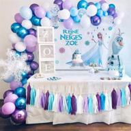 120 count frozen balloons birthday party supplies with paper tassel - blue purple balloon garland arch kit for boys and girls - perfect for 1st to 7th age group birthday decorations логотип