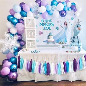 img 4 attached to 120 Count Frozen Balloons Birthday Party Supplies with Paper Tassel - Blue Purple Balloon Garland Arch Kit for Boys and Girls - Perfect for 1st to 7th Age Group Birthday Decorations