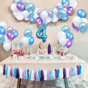 img 3 attached to 120 Count Frozen Balloons Birthday Party Supplies with Paper Tassel - Blue Purple Balloon Garland Arch Kit for Boys and Girls - Perfect for 1st to 7th Age Group Birthday Decorations