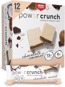 img 4 attached to Шоколадно-кокосовые батончики с высоким содержанием белка Whey Power Crunch - вкусный перекус, 1,4 унции (12 штук)