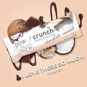 img 1 attached to Шоколадно-кокосовые батончики с высоким содержанием белка Whey Power Crunch - вкусный перекус, 1,4 унции (12 штук)