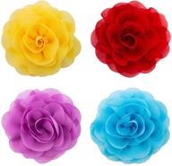 🌸 luter 4pcs multicolored pet collar flowers - stylish floral collar charms for cats, dogs, and other pets (8cm / 3.14inch) logo