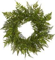 🌿 24in artificial mixed fern wreath - natural greenery for home decor, 24" w x 5" d x 24" h логотип