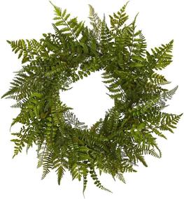 img 3 attached to 🌿 24in Artificial Mixed Fern Wreath - Natural Greenery for Home Decor, 24" W x 5" D x 24" H