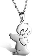 👼 cupimatch girls stainless steel necklace: adorable prayer guardian angel pendant with 18" chain - delicate and charming accessory logo