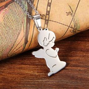 img 3 attached to 👼 Cupimatch Girls Stainless Steel Necklace: Adorable Prayer Guardian Angel Pendant with 18" Chain - Delicate and Charming Accessory