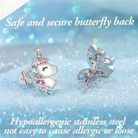 img 1 attached to Shonyin Silver Unicorn Earrings - Hypoallergenic Jewelry Gift for Girls and Women, ideal for Back to School, Birthdays, Christmas