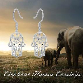 img 3 attached to Stunning PELOVNY Hamsa Earrings: Hypoallergenic S925 Sterling Silver Hand of Fatima Hook Drop Earrings for Women