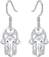 stunning pelovny hamsa earrings: hypoallergenic s925 sterling silver hand of fatima hook drop earrings for women logo