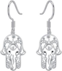 img 4 attached to Stunning PELOVNY Hamsa Earrings: Hypoallergenic S925 Sterling Silver Hand of Fatima Hook Drop Earrings for Women