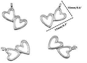 img 3 attached to Vintage-style Double-Heart Hollow-Out Charm Pendant Set for DIY Jewelry Making (Antique Silver Tone) - 50pcs