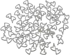 img 2 attached to Vintage-style Double-Heart Hollow-Out Charm Pendant Set for DIY Jewelry Making (Antique Silver Tone) - 50pcs