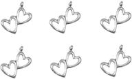 vintage-style double-heart hollow-out charm pendant set for diy jewelry making (antique silver tone) - 50pcs logo