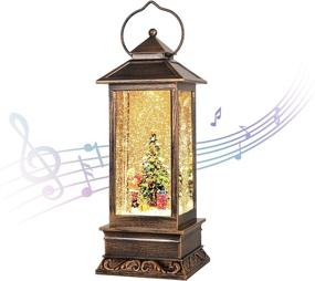 img 4 attached to 🎅 Christmas Lantern Snow Globe Decoration with Singing, Glittering Snow Swirling Booth for Christmas Tree, Garden, Bedroom Parties - Ideal Christmas Home Decoration and Gift