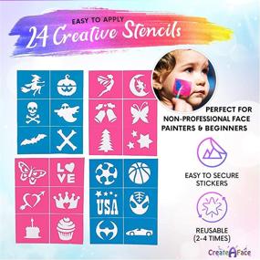 img 2 attached to Kids Face Paint Kit - 12 Vibrant Colors with Stencils & Brushes - Body Paint Face Painting Kit - Video Tutorials & eBook - Fun, Easy to Use, Non-Toxic & Safe